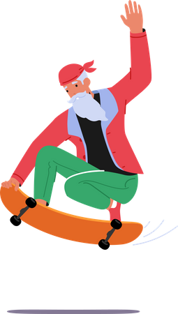 Papai Noel andando de skate  Ilustração