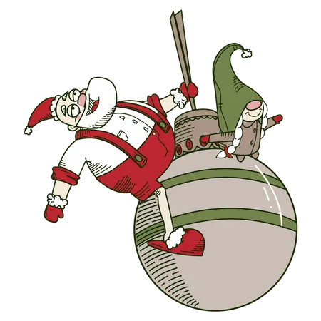 Papai Noel balançando em um brinquedo  Ilustração