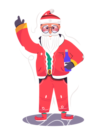 Papai Noel bebendo a bebida  Ilustração