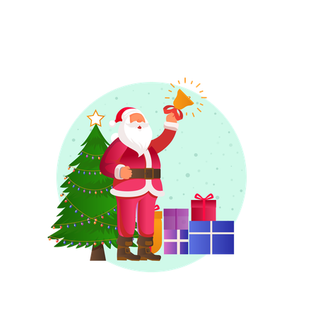 Papai noel com árvore de natal  Ilustração