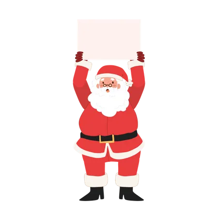 Papai Noel com banner em branco  Ilustração