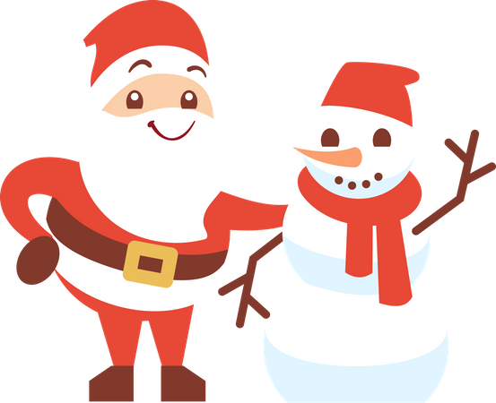 Papai noel com boneco de neve  Ilustração