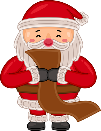 Papai Noel com lista de presentes  Ilustração