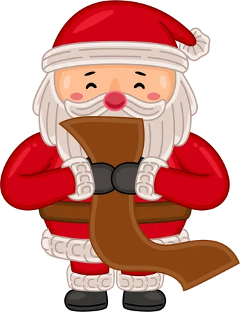 Papai Noel com lista de presentes  Ilustração