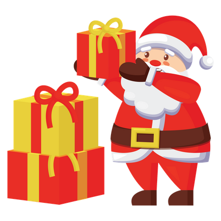 Papai noel com presentes  Ilustração