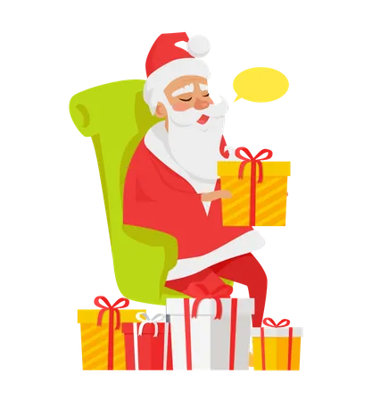 Papai noel com presentes  Ilustração