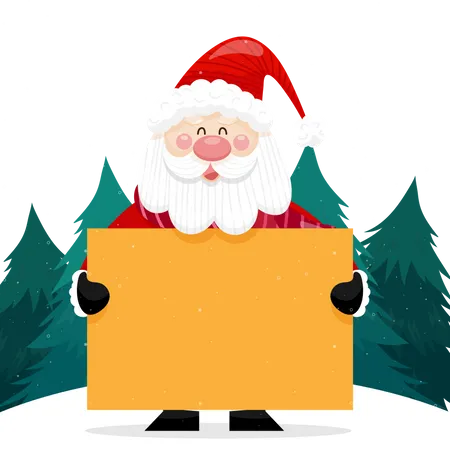 Papai Noel com quadro em branco  Ilustração