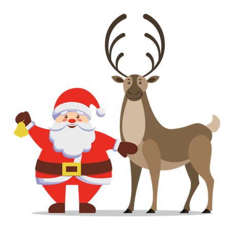 Papai noel com veado  Ilustração