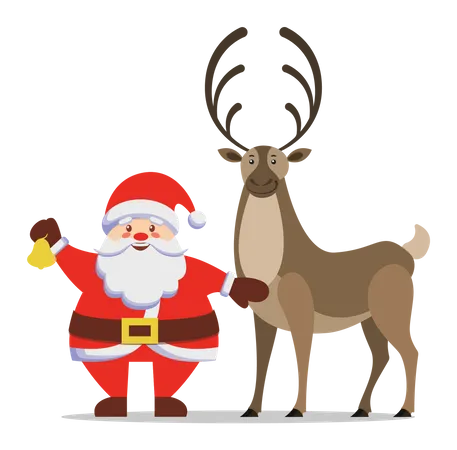 Papai noel com veado  Ilustração