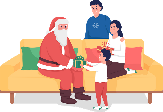 Papai Noel dando presentes  Ilustração