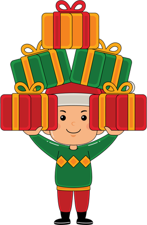 Papai Noel distribuindo presentes de Natal para crianças  Ilustração