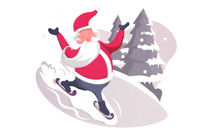 Papai Noel está de patins  Ilustração