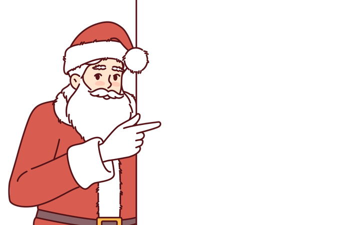 Papai Noel está apontando para propaganda de Natal  Ilustração