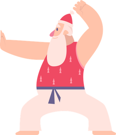 Papai Noel praticando Karatê  Ilustração