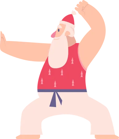 Papai Noel praticando Karatê  Ilustração