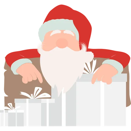 Ha Um Papai Noel Com Presentes E Presentes De Natal Ilustração