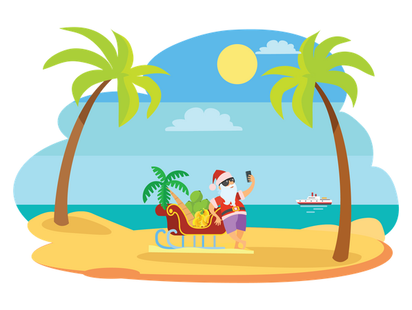 Papai Noel na praia  Ilustração