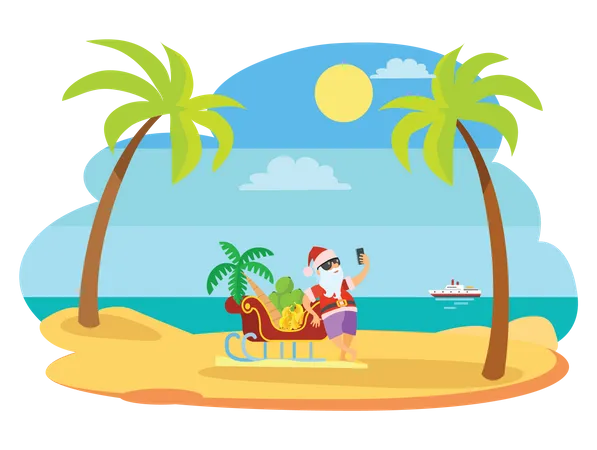 Papai Noel na praia  Ilustração