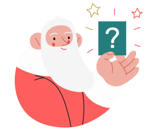 Papai Noel segurando um prato de perguntas  Ilustração