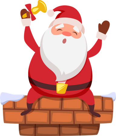 Papai Noel sentado na chaminé  Ilustração