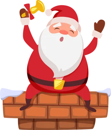 Papai Noel sentado na chaminé  Ilustração