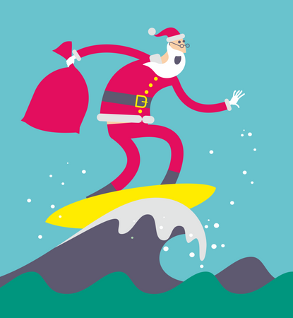 Papai Noel Surfista  Ilustração