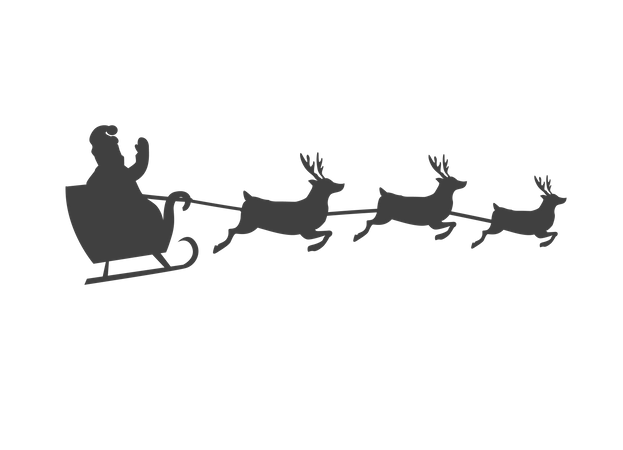 Trenó de Papai Noel com renas  Ilustração