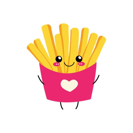 Papas fritas en caja  Ilustración