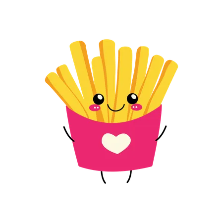 Papas fritas en caja  Ilustración