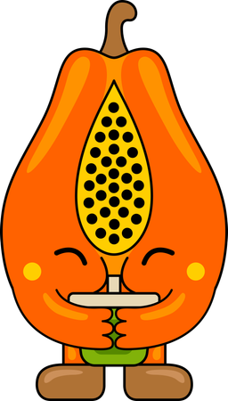 Papaya Mascot Drinking Juice  Illustration