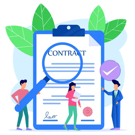 Documento de contrato comercial  Ilustração