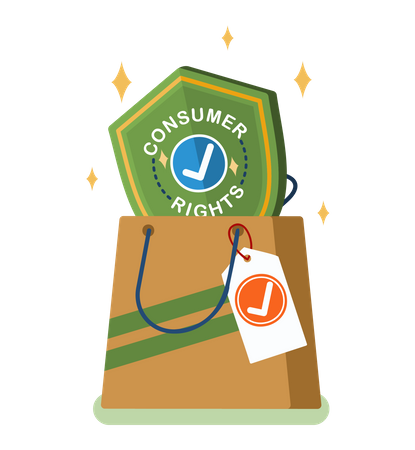 Paper bag with consumer rights Illustration