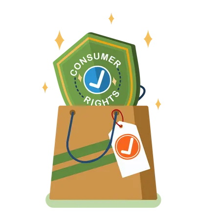 Paper bag with consumer rights  Illustration