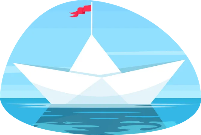 Paper boat with flag Illustration