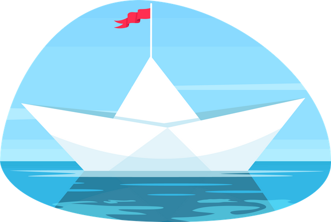 Paper boat with flag  Illustration