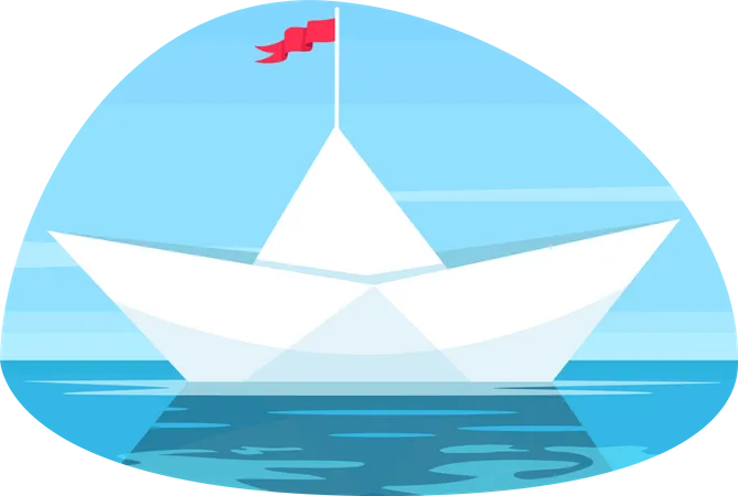 Paper boat with flag  Illustration