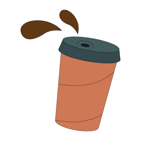 Paper Coffee Cup Vector Illustration In Line Filled Design Illustration