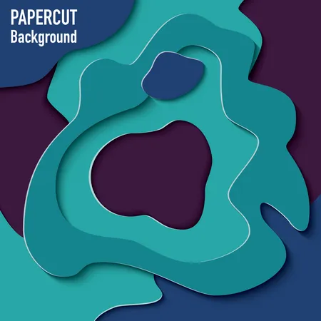 Paper cut out background with 3d effect, carving art, vector illustration  Illustration