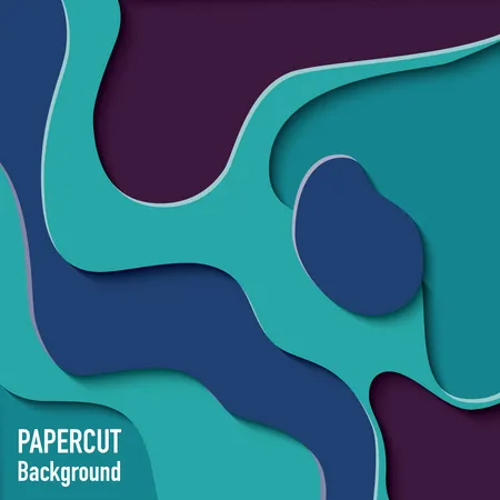 Paper cut out background with 3d effect, carving art, vector illustration  Illustration