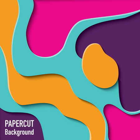 Paper cut out background with 3d effect, carving art, vector illustration  Illustration