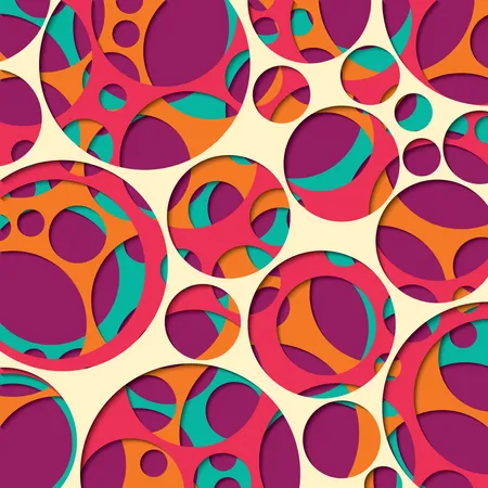 Paper cut out background with 3d effect, circles in vibrant colors, vector illustration  Illustration