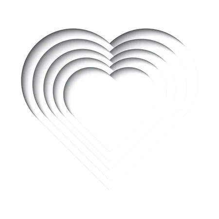 Paper cut out background with 3d effect, heart shape in black and white, vector illustration  Illustration
