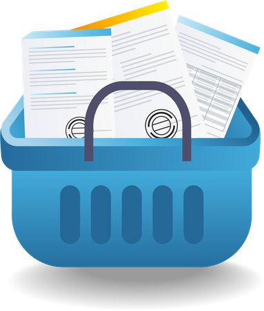 Paper data above the shopping cart  Illustration