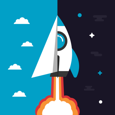 Paper Plane And Rocket Launching To Space  Illustration