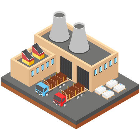 Paper production Factory  イラスト