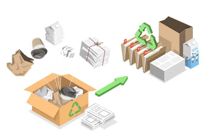 Paper Recycle Process  Illustration