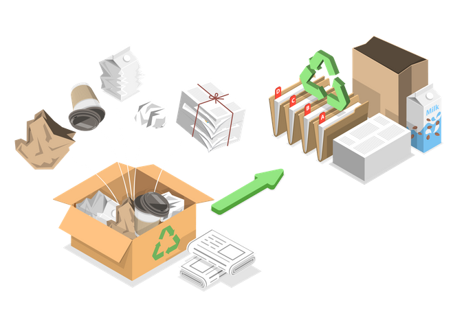 Paper Recycle Process  일러스트레이션