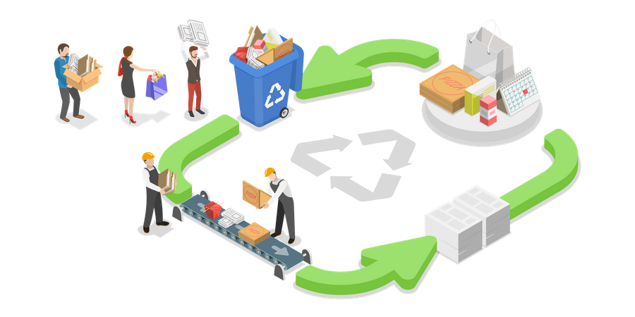 Paper Recycle Process Infographic  Illustration