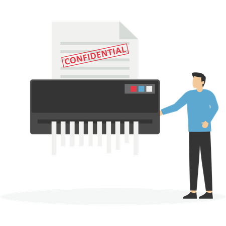 Paper shredder confidential and private document office information protection  Illustration