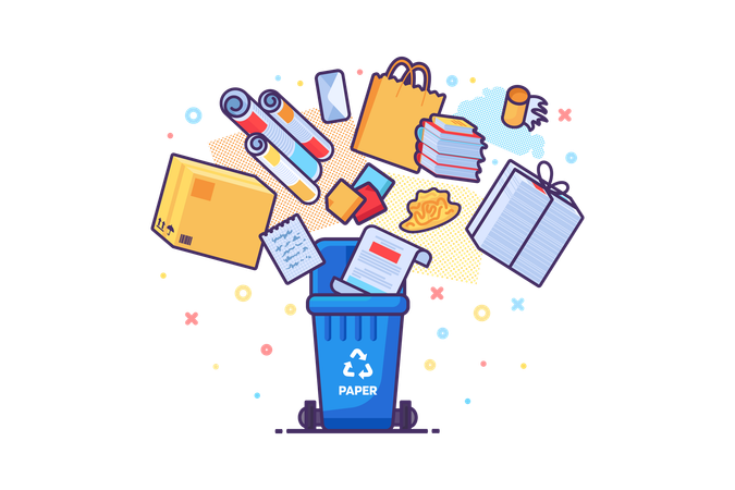 Paper Waste Recycling  Illustration